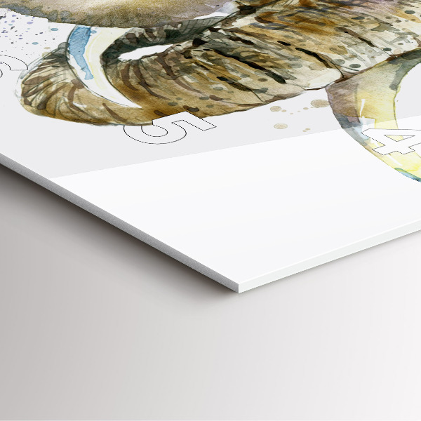 Szögletes fali üvegóra Festett állatok elefántok