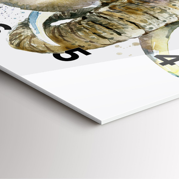 Szögletes fali üvegóra Festett állatok elefántok