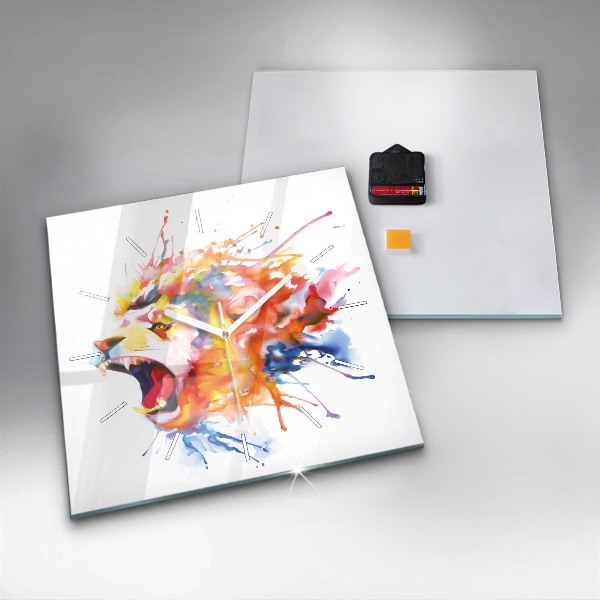 Szögletes fali üvegóra Oroszlán - akvarell