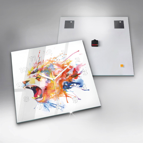 Szögletes fali üvegóra Oroszlán - akvarell