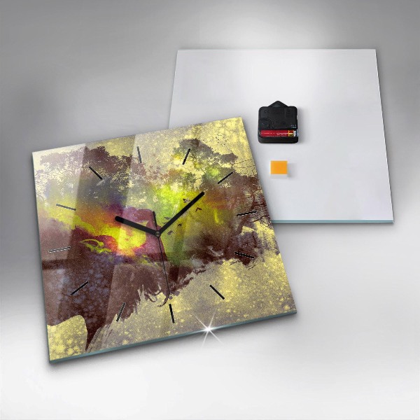 Szögletes fali üvegóra Nő az erdőben