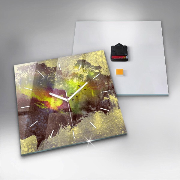 Szögletes fali üvegóra Nő az erdőben