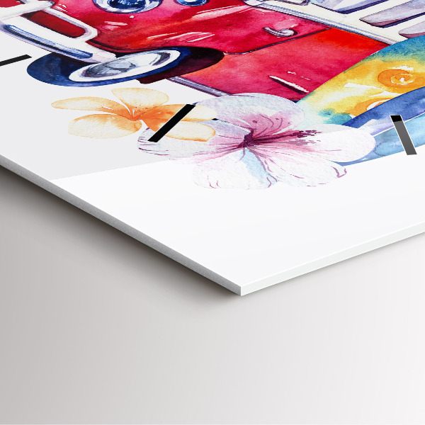 Szögletes fali üvegóra Autó és szörfözés jele