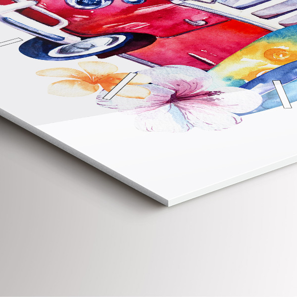 Szögletes fali üvegóra Autó és szörfözés jele