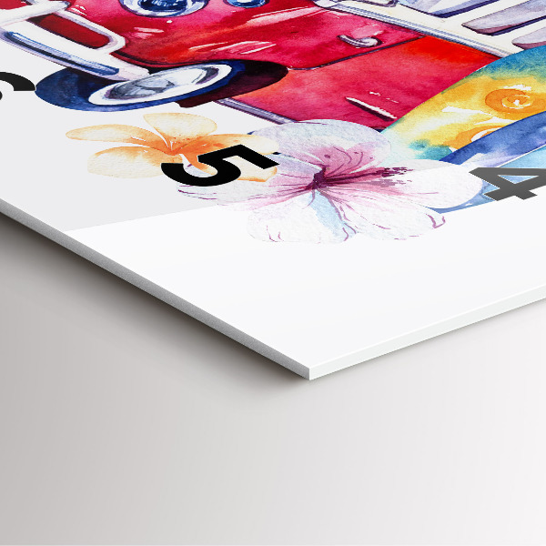 Szögletes fali üvegóra Autó és szörfözés jele