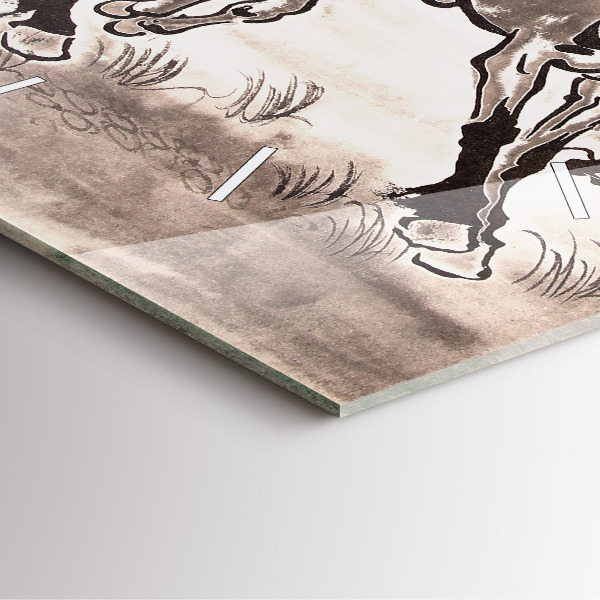 Szögletes fali üvegóra Vágtató lovak