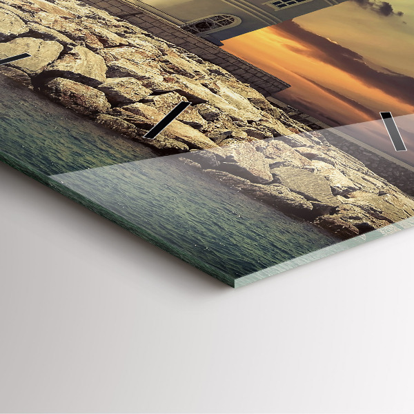 Szögletes fali üvegóra Világítótorony a vízen