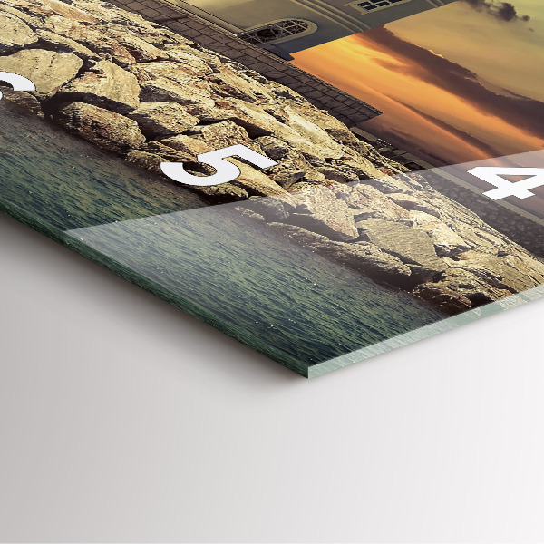 Szögletes fali üvegóra Világítótorony a vízen