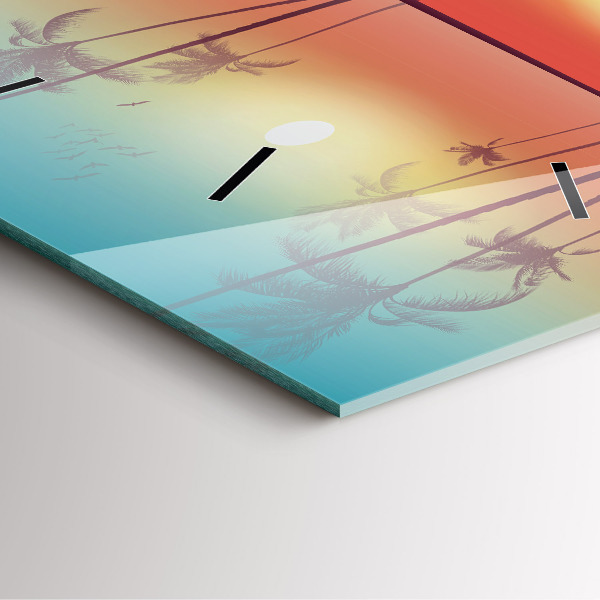 Szögletes fali üvegóra Trópusi pálmafák