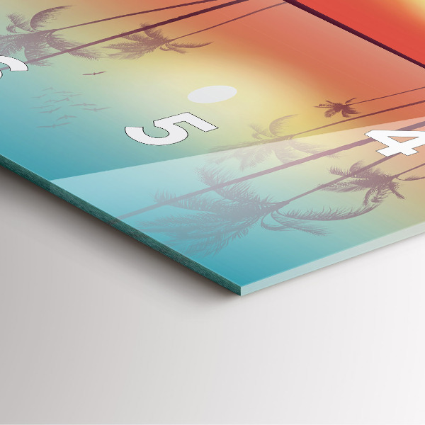 Szögletes fali üvegóra Trópusi pálmafák