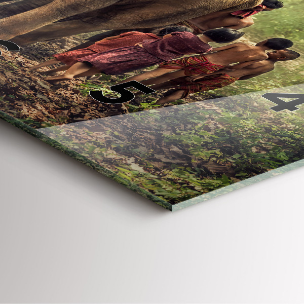 Szögletes fali üvegóra Elefántot vezető gyerekek