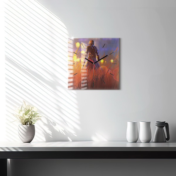 Szögletes fali üvegóra Lovag karddal