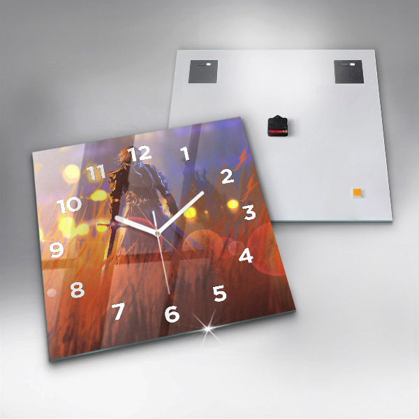 Szögletes fali üvegóra Lovag karddal