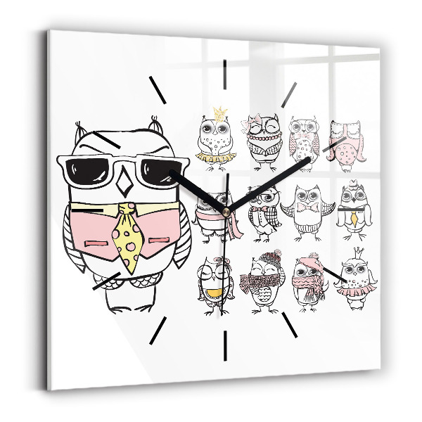 Szögletes fali üvegóra Vintage bagoly poszter