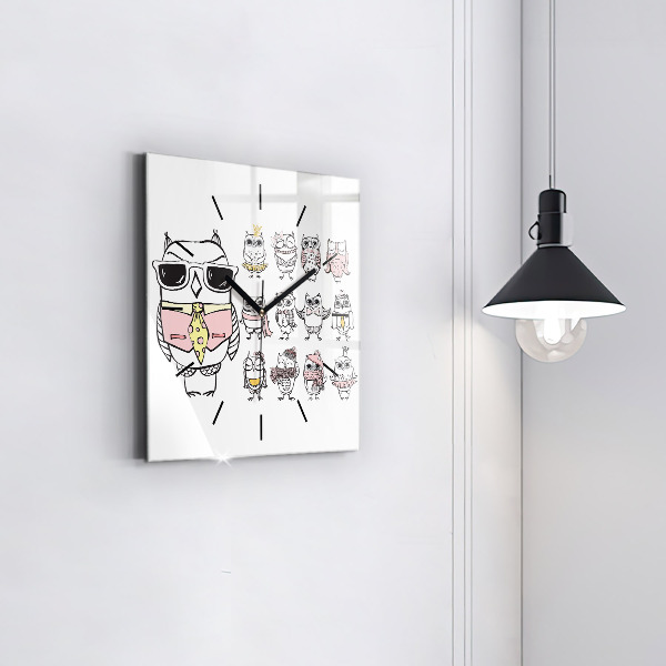 Szögletes fali üvegóra Vintage bagoly poszter