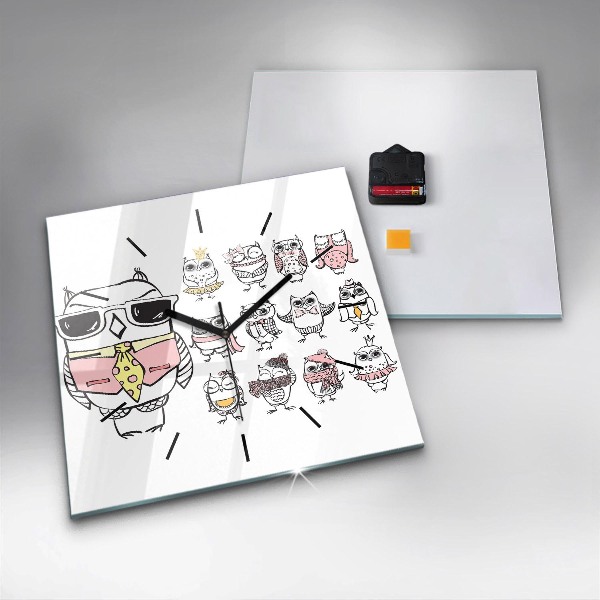 Szögletes fali üvegóra Vintage bagoly poszter