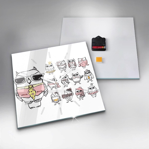 Szögletes fali üvegóra Vintage bagoly poszter