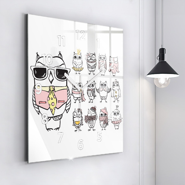 Szögletes fali üvegóra Vintage bagoly poszter