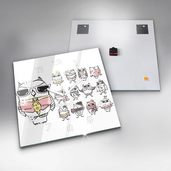 Szögletes fali üvegóra Vintage bagoly poszter