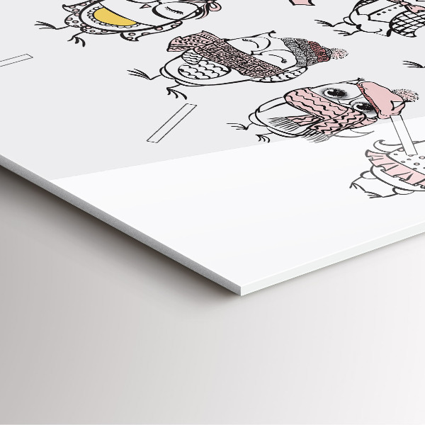 Szögletes fali üvegóra Vintage bagoly poszter