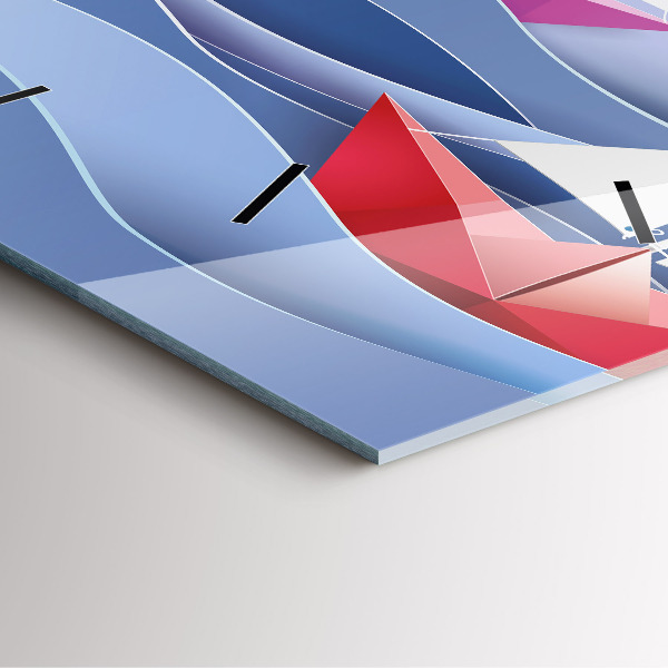 Szögletes fali üvegóra Origami színes vitorlások