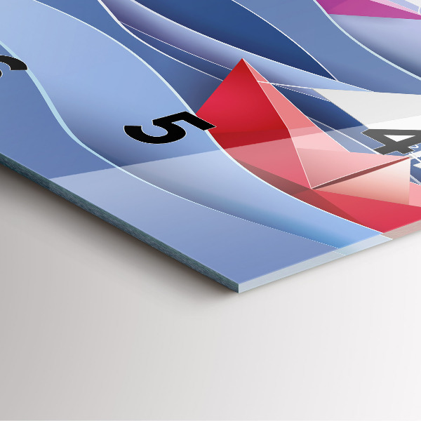 Szögletes fali üvegóra Origami színes vitorlások