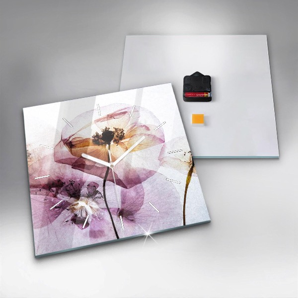 Szögletes fali üvegóra Száraz mák virágok