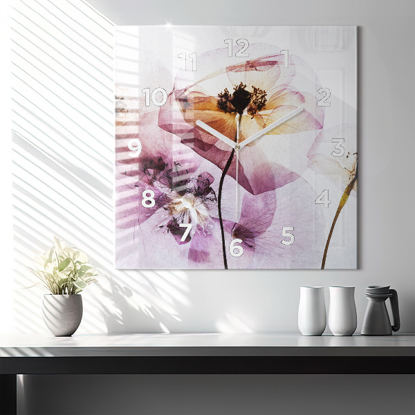 Szögletes fali üvegóra Száraz mák virágok