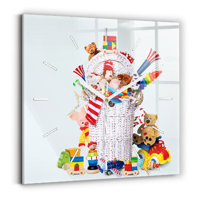 Szögletes fali üvegóra Fonott kosár játékokkal