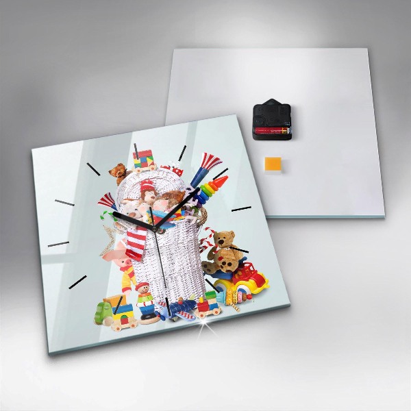 Szögletes fali üvegóra Fonott kosár játékokkal