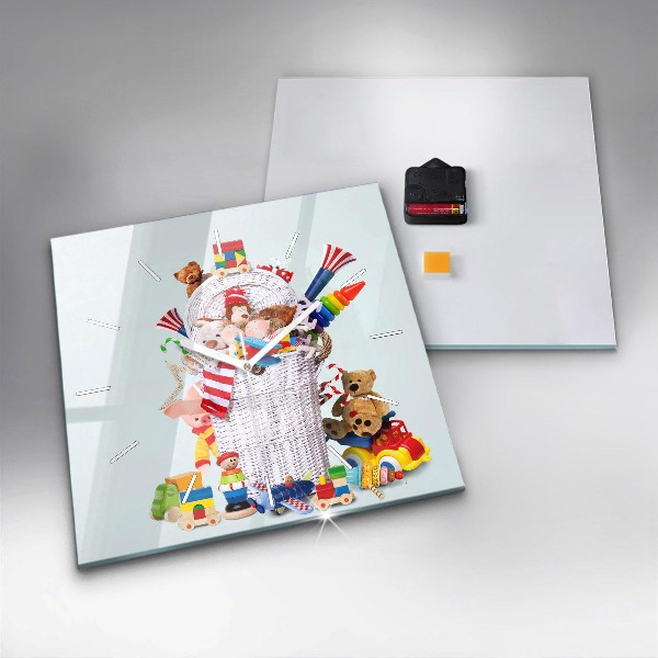 Szögletes fali üvegóra Fonott kosár játékokkal