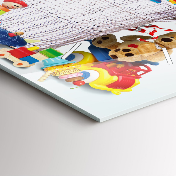 Szögletes fali üvegóra Fonott kosár játékokkal