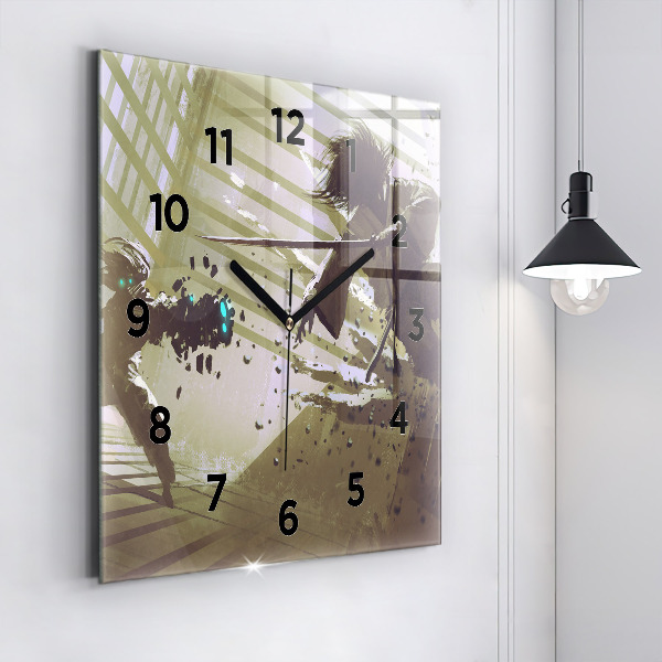 Szögletes fali üvegóra Robot vs szamuráj harc