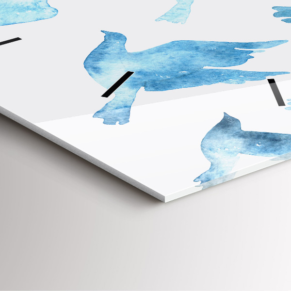 Szögletes fali üvegóra Repülő kék madarak