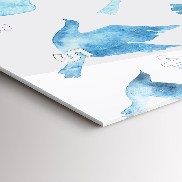 Szögletes fali üvegóra Repülő kék madarak