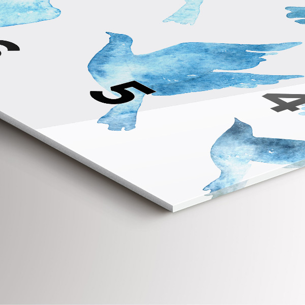 Szögletes fali üvegóra Repülő kék madarak