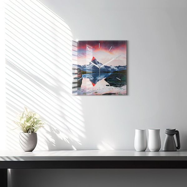 Szögletes fali üvegóra Stellisee Matterhorn-tó