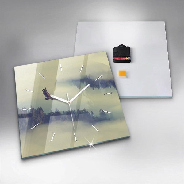 Szögletes fali üvegóra Ködös erdei sas