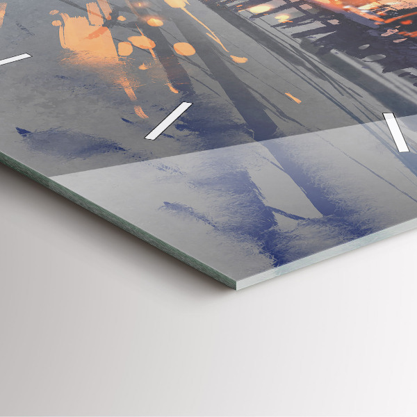 Szögletes fali üvegóra Téli fa táj