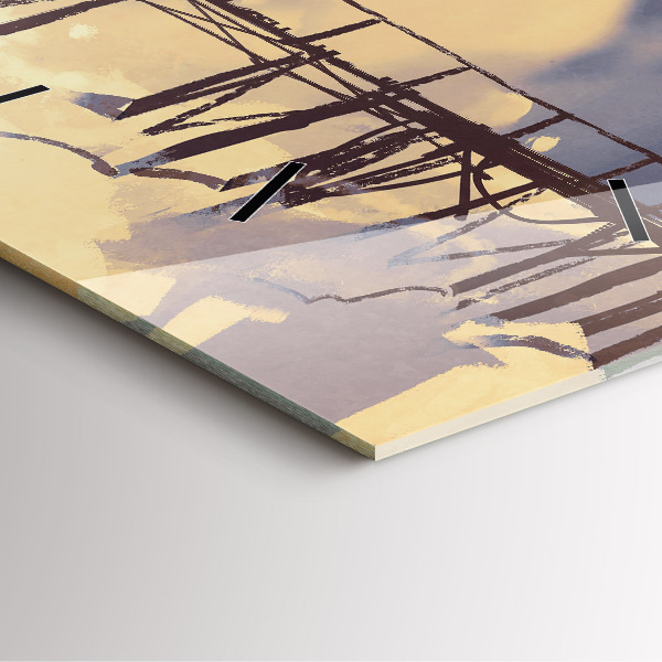 Szögletes fali üvegóra Ember a régi hídon