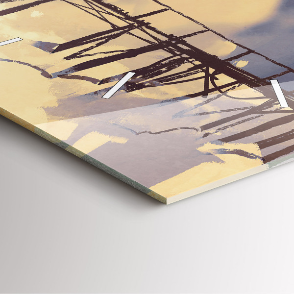 Szögletes fali üvegóra Ember a régi hídon