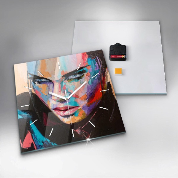 Szögletes fali üvegóra Egy nő portréja
