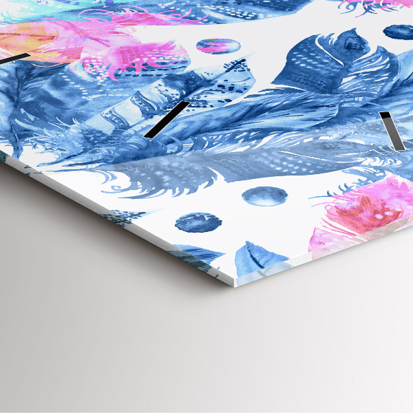 Szögletes fali üvegóra Színes tollak