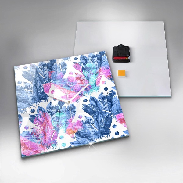 Szögletes fali üvegóra Színes tollak