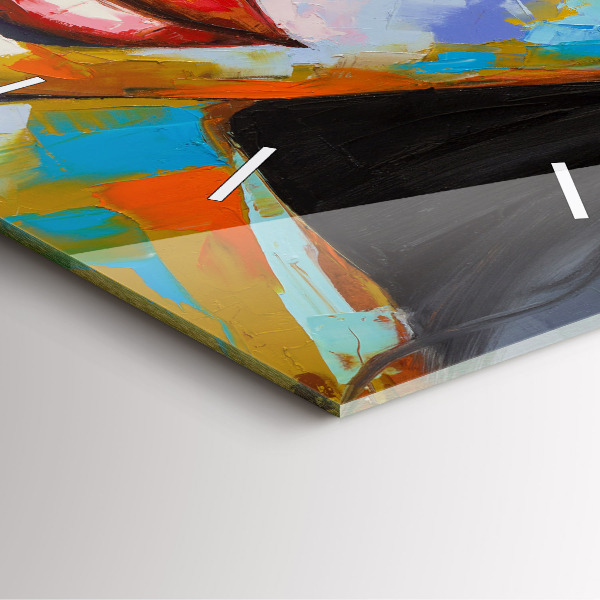 Szögletes fali üvegóra Színes női arc