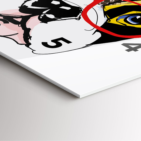 Szögletes fali üvegóra Francia bulldog szemüveggel