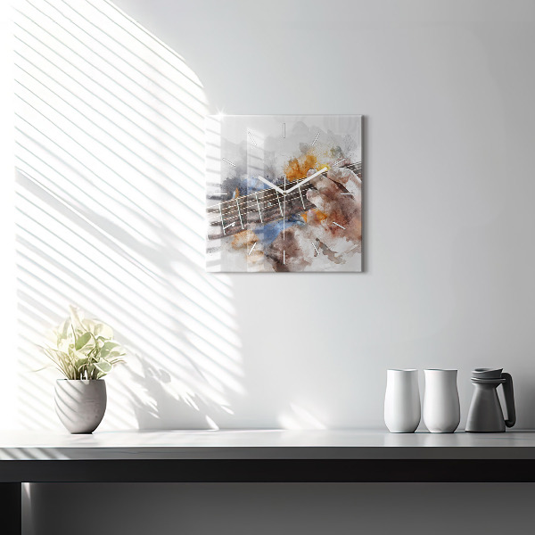 Szögletes fali üvegóra Gitár grafika