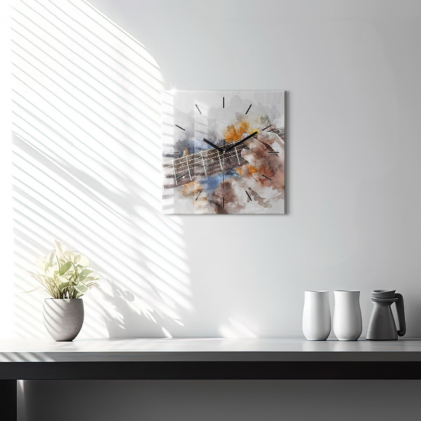 Szögletes fali üvegóra Gitár grafika