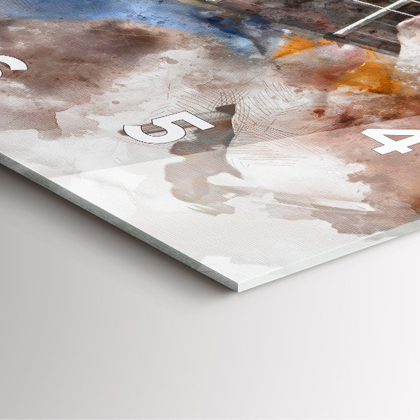 Szögletes fali üvegóra Gitár grafika