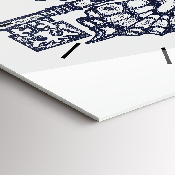 Szögletes fali üvegóra Pillangó és kulcs - bohó stílus